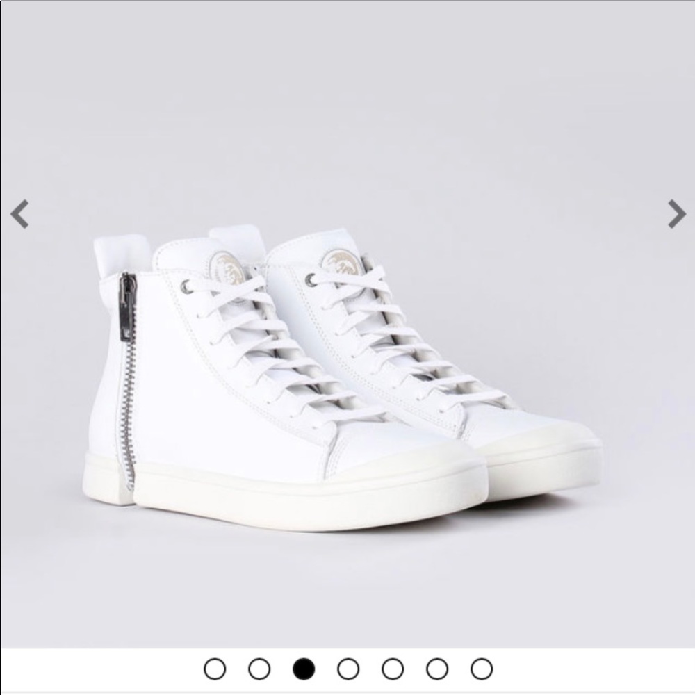 NEW DIESEL White Zipproundd S Nentish Sneakers